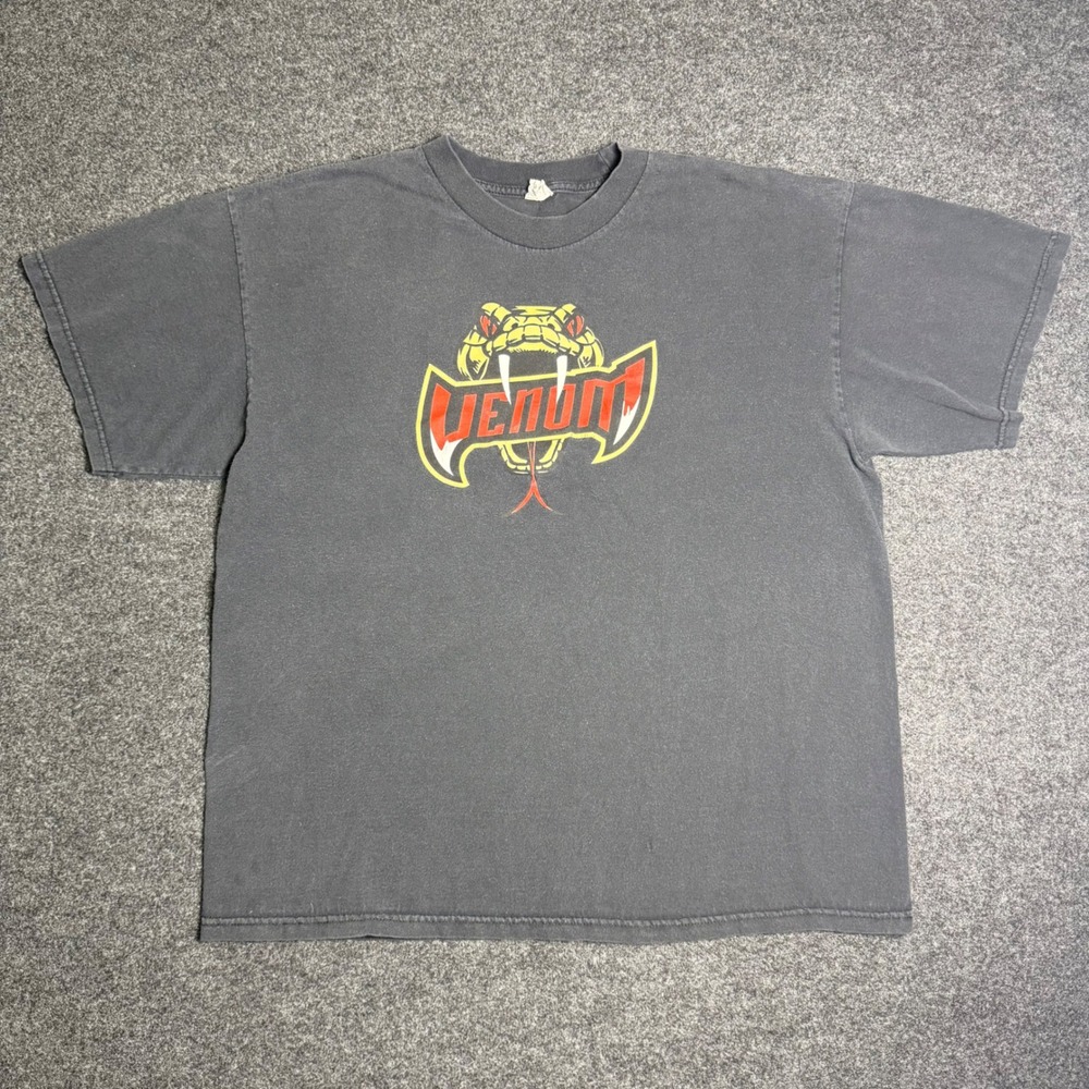 Venom Graphic T-Shirt Mens XL Black MMA Snake Logo Faded Streetwear Tee